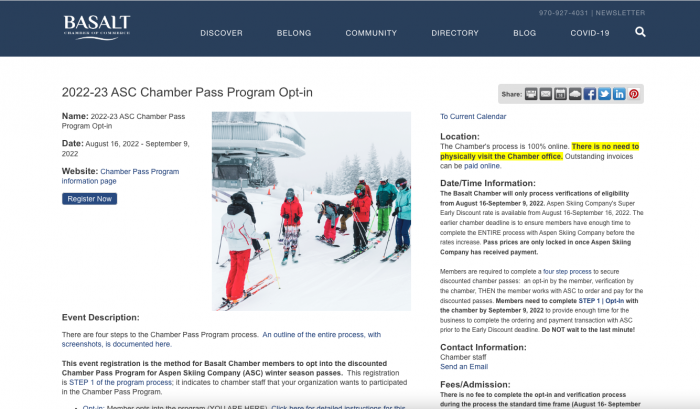 Chamber Pass Program - start screen